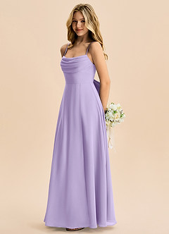 Azazie Bear Junior Lilac A-Line Pleated Chiffon Dress image5