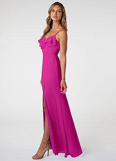 Azazie Natalia Brautjungfernkleider A-Linie Chiffon Kleid Fuchsia image3