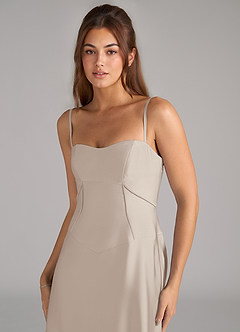 Azazie Valentine Robes de demoiselle d'honneur Robe Trapèze en Satin extensible Corset Givre image6