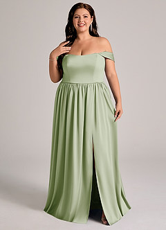 Azazie Calianna Suknie dla druhen Linia A Zza ramienia Satyna elastyczna Do ziemi Sukienka image3