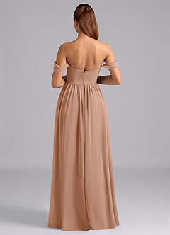 Azazie Saige Robes de demoiselle d'honneur de maternité Robe Trapèze Plissée Longueur ras du sol Mousseline de soie image2