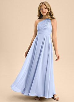 Azazie Charlize Junior A-Linie Plissee Chiffon Kleid Eis image1