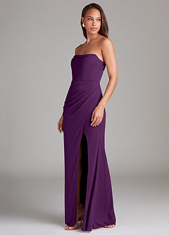 Azazie Leonis Bridesmaid Dresses Grape Sheath Strapless Mesh Convertible Dress image4