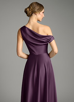 Azazie Xanthe Brautjungfernkleider A-Linie Schulterfrei Stretch-Satin Kleid Pflaume image6