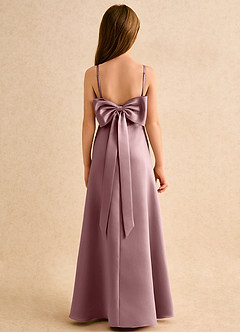 Azazie Joella Junior Formal Flower Girl Dresses Dusty Rose A-Line Pleated Matte Satin Dress image4