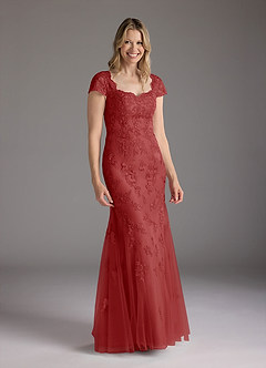 Azazie Marbella Mother of the Bride Dresses Rust Mermaid Queen Anne Sequins Lace Dress image4