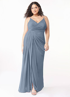 Azazie Evalin Bridesmaid Dresses Twilight A-Line V-Neck Pleated Mesh Dress image7
