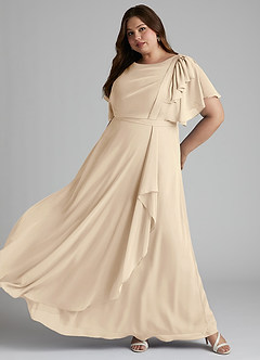 Azazie Aaliyah Modest Bridesmaid Dresses A-Line Scoop Pleated Chiffon Floor-Length Dress image8