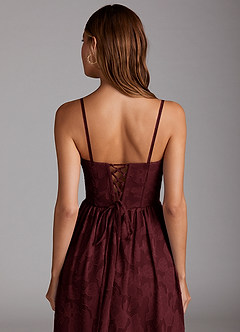 Delphina Wine Lace-up Back Midi Dress image5