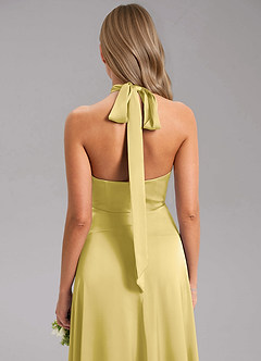 Azazie Tracie Probar vestidos en casa Vestido de Bronceador de Satén Elástico de Corte en A con Corte Lateral image7