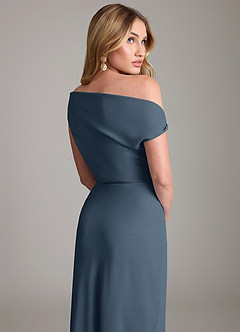 Azazie Emerson Bridesmaid Dresses Neptune Sheath Off the Shoulder Chiffon Dress image3