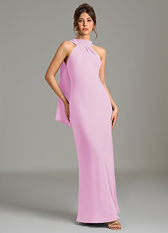 Azazie Cassiana Bridesmaid Dresses Candy Pink Mermaid Pleated Chiffon Dress image3