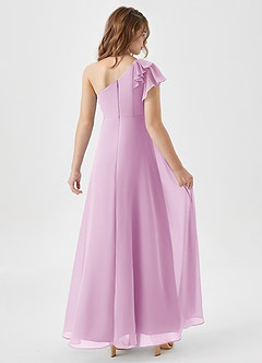 Azazie Arabella Junior Candy Pink A-Line Ruched Chiffon Dress image2