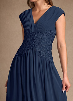 Azazie Hudson vestidos de madre de la novia Vestido de Azul Marino Oscuro de Encaje de Corte En A image8