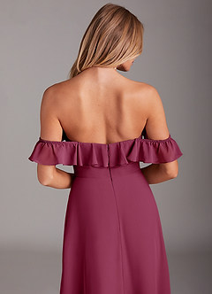 Azazie Lyra Bridesmaid Dresses Mulberry A-Line Chiffon Convertible Dress image8