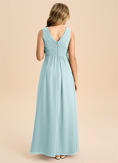 Azazie Skyla Junior A-Linie Plissee Chiffon Kleid Seegrün image3