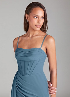 Azazie Amyra Bridesmaid Dresses Twilight Sheath Off the Shoulder Chiffon Convertible Dress image2