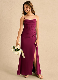 Azazie Moxie Girls Formal Sukienki dla dziewczynek sypiących kwiaty Linia A Koronka Szyfon Długość podłogi Sukienka image5