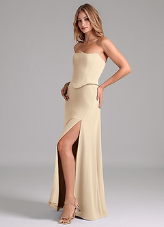 Azazie Jenilyn Bridesmaid Dresses Champagne A-Line Strapless Chiffon Dress image5