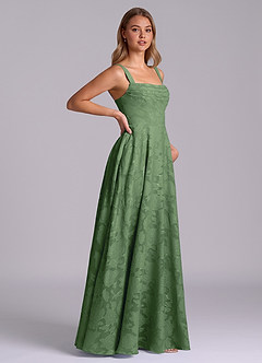 Azazie Shaude Bridesmaid Dresses Eucalyptus A-Line Pleated Floral Burnout Dress image7