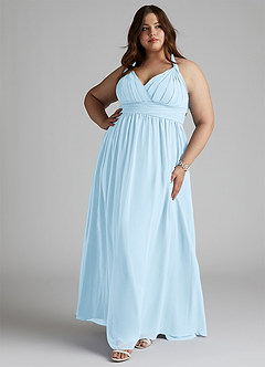 Azazie Ashia Bridesmaid Dresses Sky Blue A-Line Pleated Chiffon Dress image7
