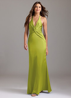 Azazie Valerie Suknie dla druhen Syrena Pofałdowany Satyna elastyczna Do ziemi Sukienka image3