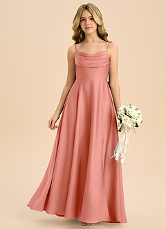 Azazie Bear Junior Coral A-Line Sweetheart Neckline Stretch Satin Dress image3