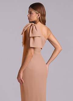 Azazie Yuanna Bridesmaid Dresses Champagne Rose Mermaid One Shoulder Chiffon Dress image8
