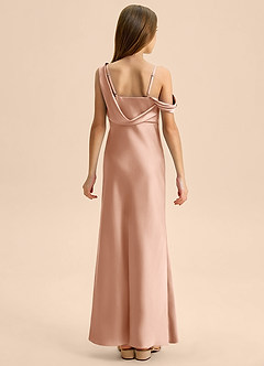 Azazie Madelyn Junior Osłona Zza ramienia Satyna elastyczna Długość podłogi Młodsza druhna Sukienka image2