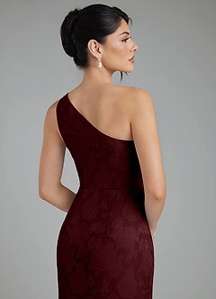 Azazie Akilah Brautjungfernkleider Meerjungfrau-Linie One-Shoulder Blumen-Burnout Kleid Cabernetrot image7