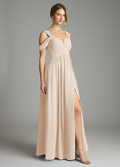 Azazie Lianne Bridesmaid Dresses White Alabaster A-Line Off the Shoulder Chiffon Dress image5