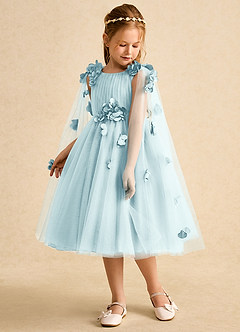 Azazie Staria Blumenmädchenkleider Ballkleid Gestreift Tüll Kleid Seegrün image5