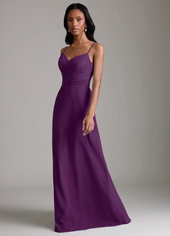 Azazie Kali Bridesmaid Dresses Grape A-Line Pleated Chiffon Dress image6