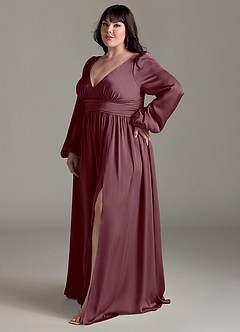 Azazie Norah Bridesmaid Dresses Sangria A-Line Stretch Satin Dress image11