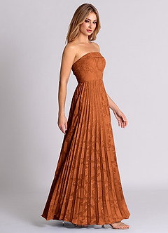 Azazie Mariana Bridesmaid Dresses Burnt Orange A-Line Strapless Floral Burnout Convertible Dress image6