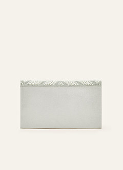 front Pearl Beaded Geometric Envelope Flap Clutch