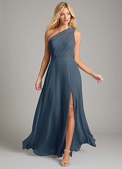 Azazie Phaedra Bridesmaid Dresses Neptune A-Line One Shoulder Chiffon Dress image4