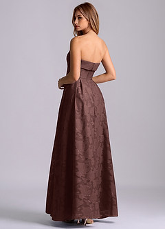 Azazie Lucienne Bridesmaid Dresses Ganache A-Line Strapless Floral Burnout Dress image2