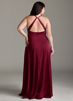 Azazie Davis Robes de demoiselle d'honneur Robe Trapèze en Satin extensible Plissée Bourgogne image8