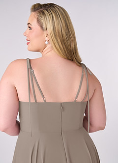 Barbie ♥ Azazie Bridesmaid Dresses Taupe A-Line Bow Chiffon Dress image10