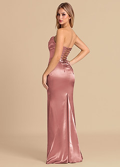 Azazie Sorrel Brudepigekjoler Havfrue Korset Metallisk satin Gulv-længde Kjole image6