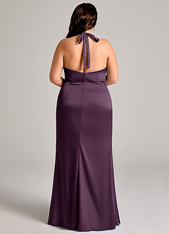Azazie Valerie Robes de demoiselle d'honneur Robe Sirène en Satin extensible Plissée Prune image12