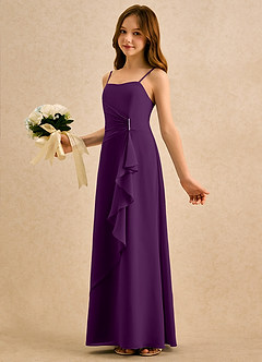 Azazie lolly Girls Formal Robe Demoiselle D'honneur Fillette Robe Trapèze en Mousseline de soie Plissée Grain De Raisin image1