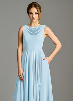 Azazie Wonderland 신부 들러리 드레스 A라인 주름진 쉬폰 비대칭 드레스 image7