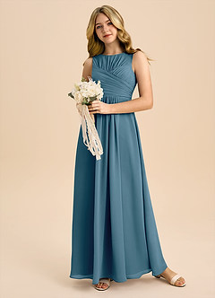 Azazie Skyla Junior Robe Trapèze en Mousseline de soie Plissée Bermude image5