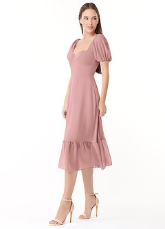 Azazie Baby Final Sale Dusty Blue A-Line Sweetheart Ruched Chiffon Dress image3