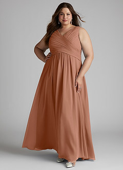 Azazie Flora Bridesmaid Dresses Bronzer A-Line Pleated Chiffon Dress image10