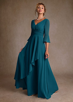 Azazie Eire Mother of the Bride Dresses Ink Blue A-Line Pleated Chiffon Dress image3