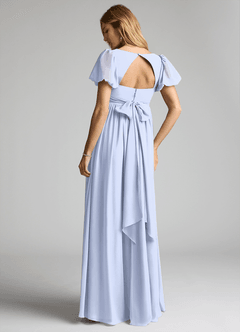 Azazie Madisynn Robes de demoiselle d'honneur de maternité Robe Arc Longueur ras du sol Mousseline de soie image2