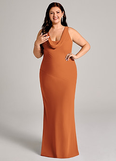 Azazie Rylina Bridesmaid Dresses Cinnamon Mermaid Pleated Chiffon Dress image10
